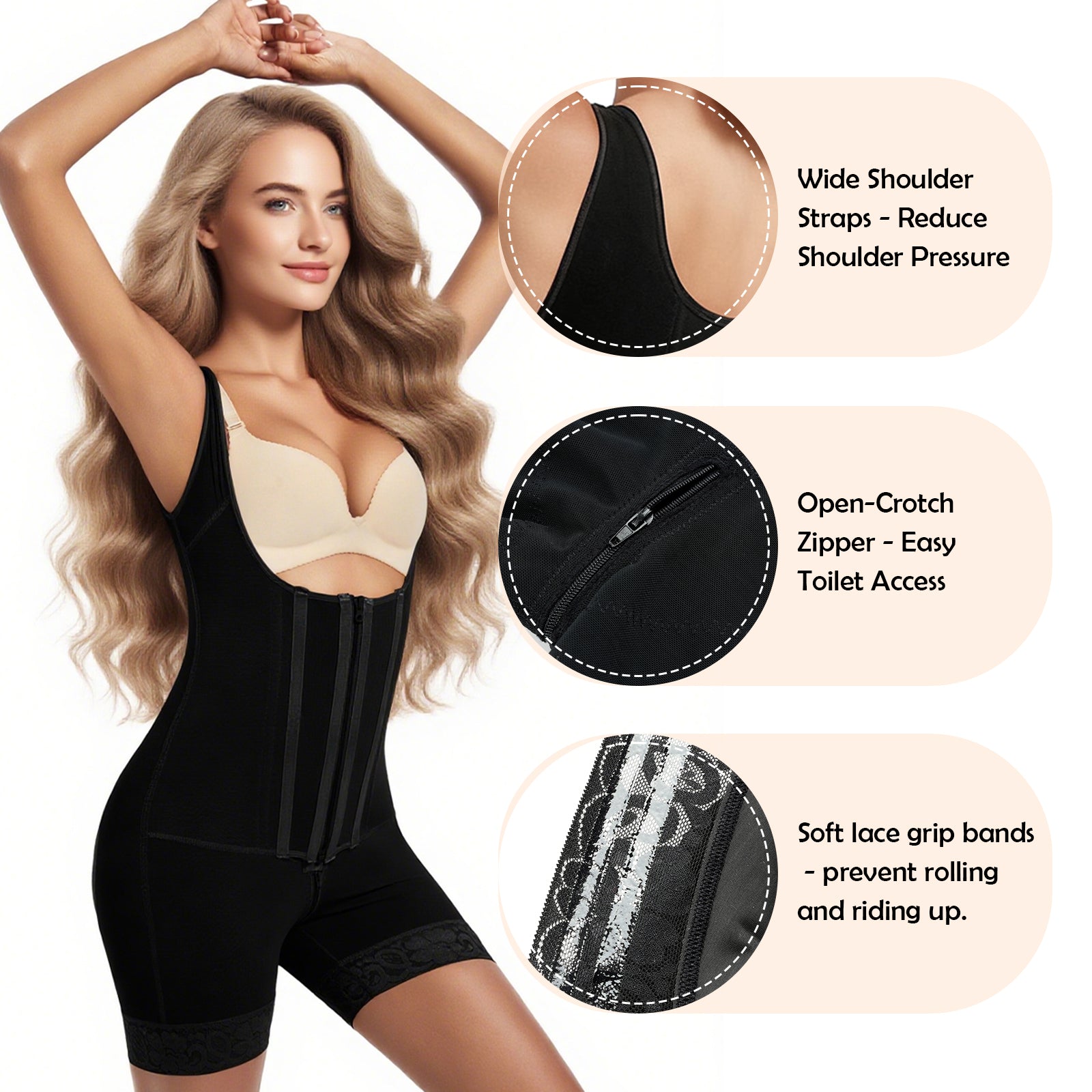 SEISSO Fajas Colombians Shapewear for Women Tummy Control Bodysuit