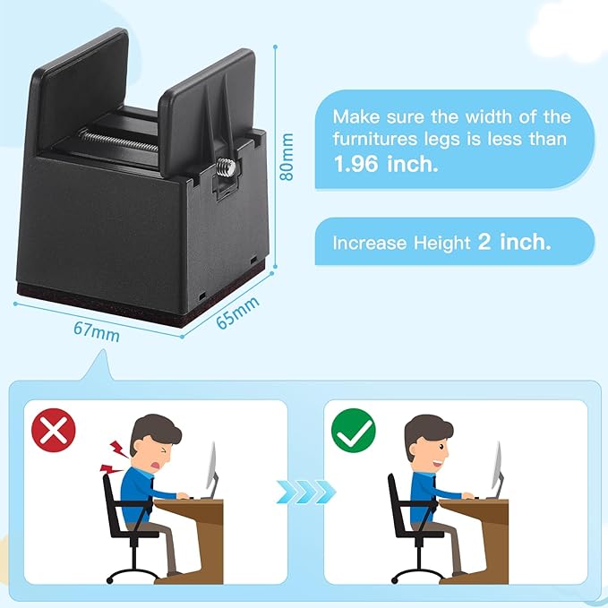 DEWEL Verstellbare 2"/4" Bett- und Möbelerhöhungen mit Schraubklemme, 1000LB Kapazität