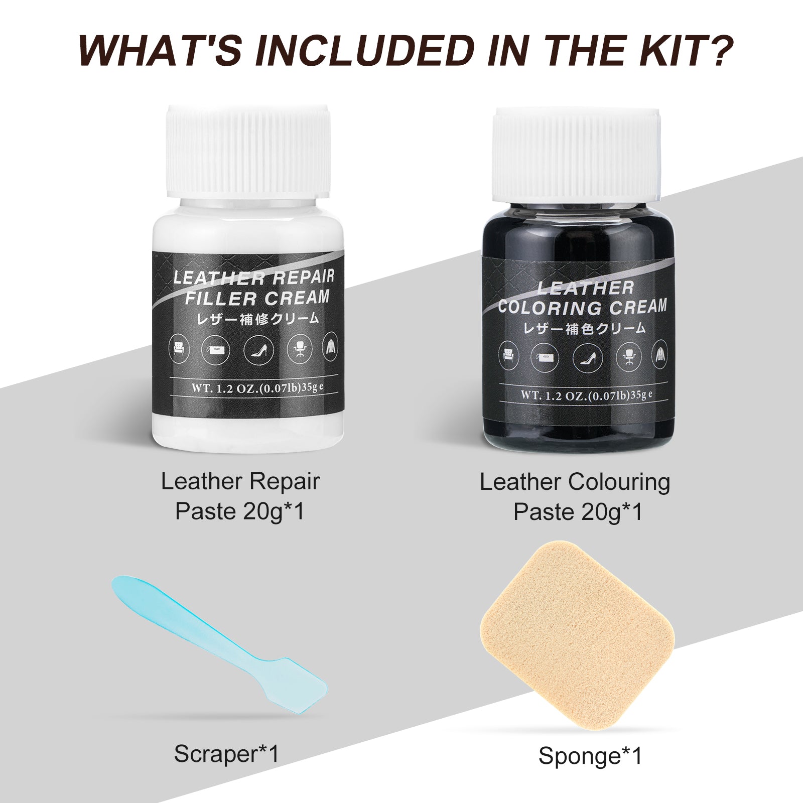 DEWEL Leather Repair Cream & Shoe Polish Kit for Leather Shoes and Products