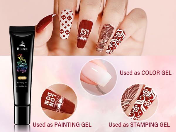Biutee French Tip Nail Stamping Kit – 2PCS Lace Plates with Stamper & Scraper, DIY Nail Art Templates for Manicure