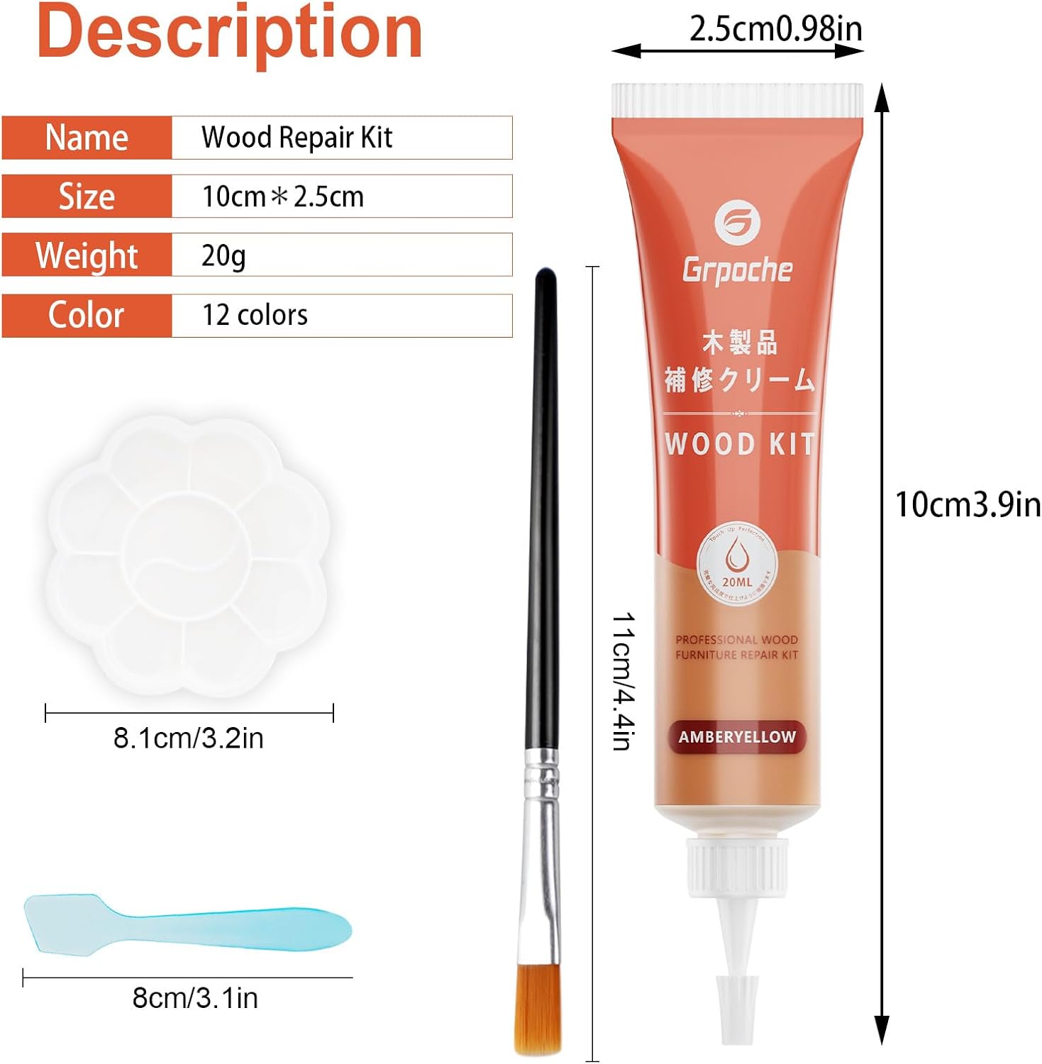 木製家具修理キット – 12色の木材充填剤とタッチアップペイント