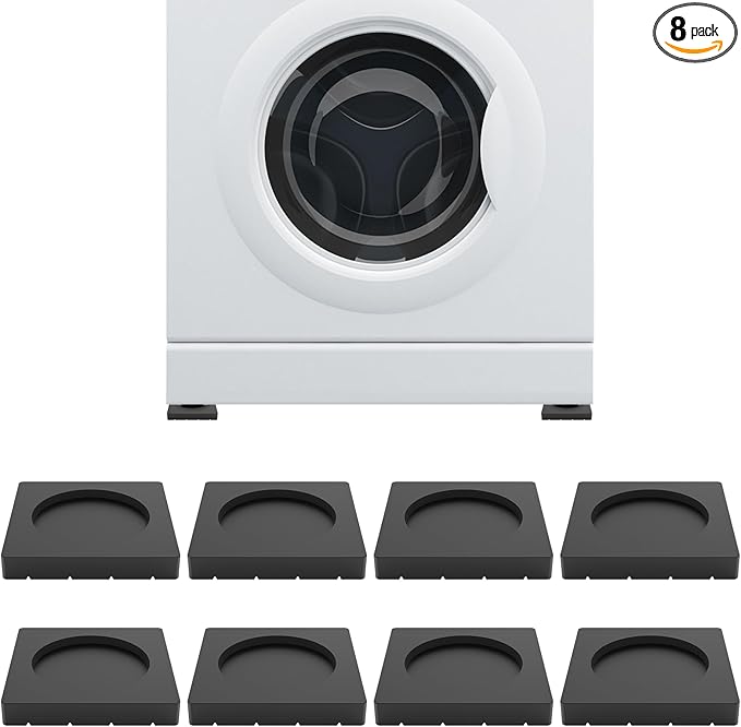 White electronic device with 8pcs black Anti Vibration Pads on a white background