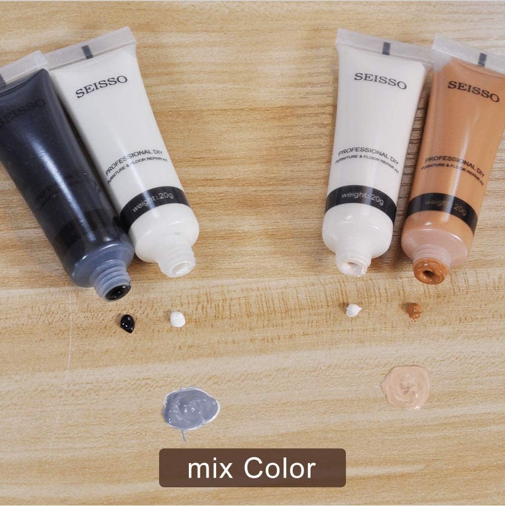SEISSO 木製家具修理キット – 傷やひび割れ用のフィラーとマーカー28個