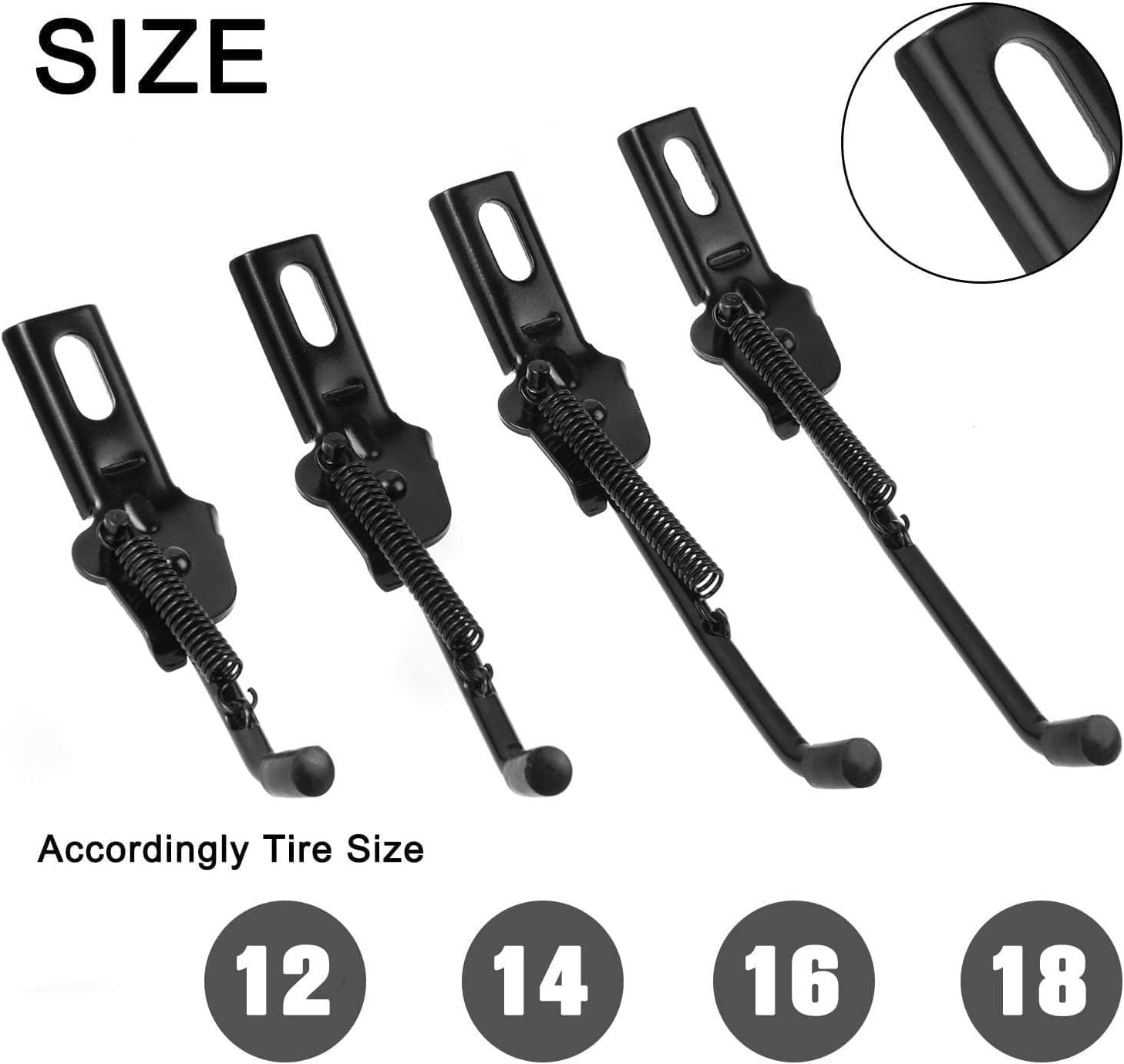 SEISSO 子供用自転車キックスタンド – ユニバーサルリアサイドスタンド、耐久性のあるスチール製、フットパッド付き