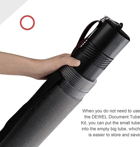 DEWEL 伸縮式ポスターチューブ 防水書類収納ケース ストラップ付き 2個パック