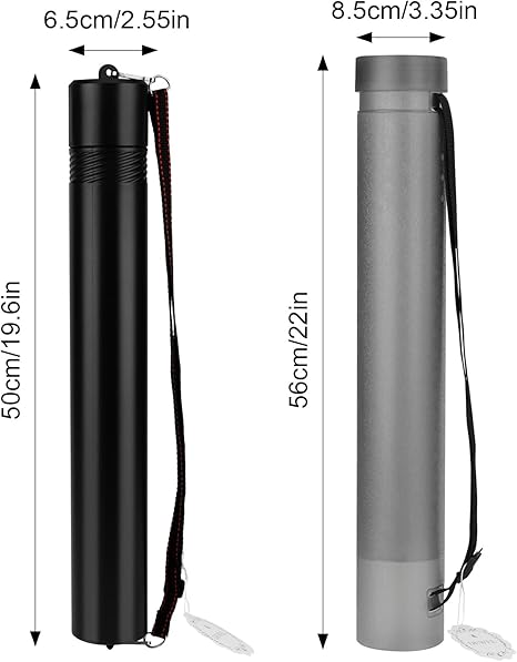 DEWEL 伸縮式ポスターチューブ 防水書類収納ケース ストラップ付き 2個パック