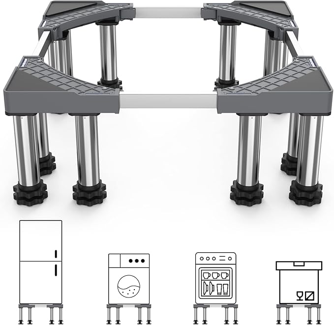 DEWEL Verstellbarer Mini-Kühlschrank- und Waschmaschinenständer, 7"-8,2"/7"-8,6" Höhe, 770LB/1100LB Kapazität