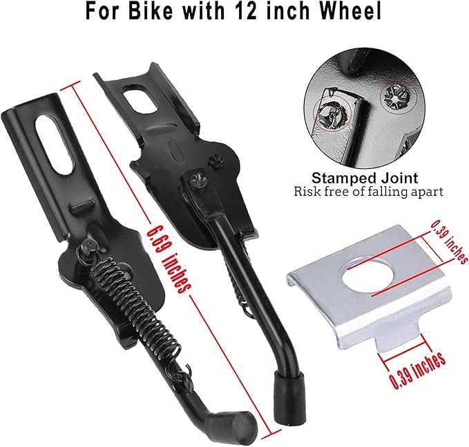 SEISSO 子供用自転車キックスタンド – ユニバーサルリアサイドスタンド、耐久性のあるスチール製、フットパッド付き