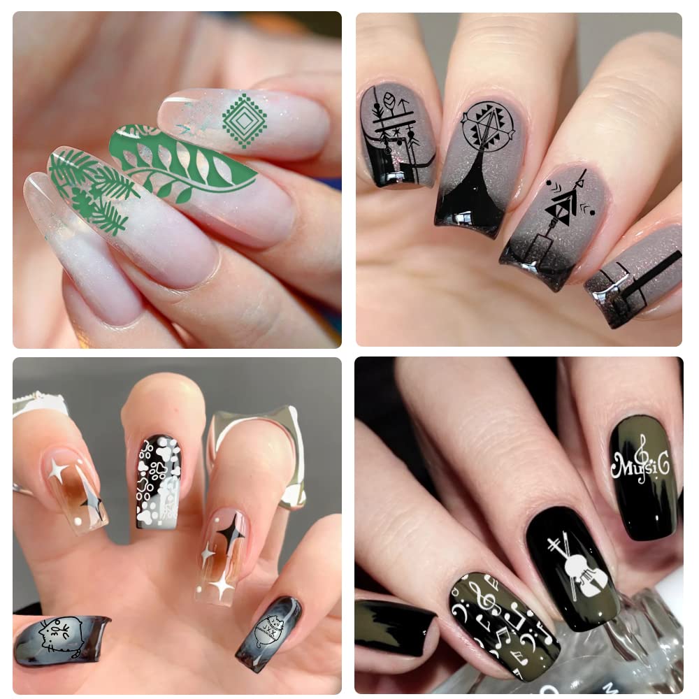 Biutee Nail Stamping Kit – 10PCS French Line Plates with Silicone Stamper for DIY Manicure & Salon Nail Art