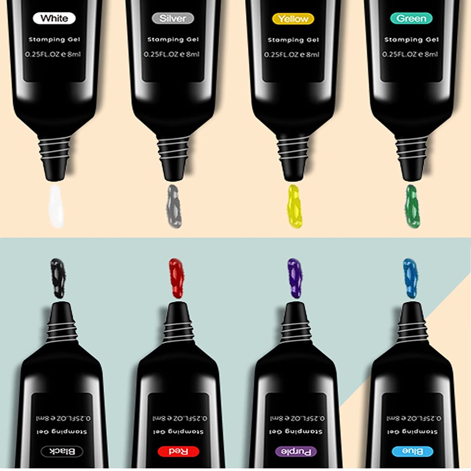 SEISSO 8 Colors Nail Stamping Polish Kit, Stamper & Templates, Peel Off Latex, Base & Top Coat, DIY Manicure Gift Set