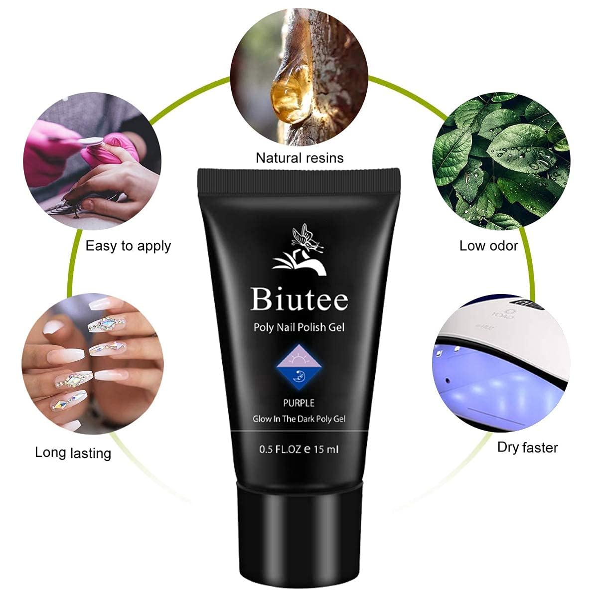 Poly Nail Extension Gel Kit – 7 Colors Builder Gel with Temperature Change, Glitter, Clear & Pink for DIY Manicure at Home