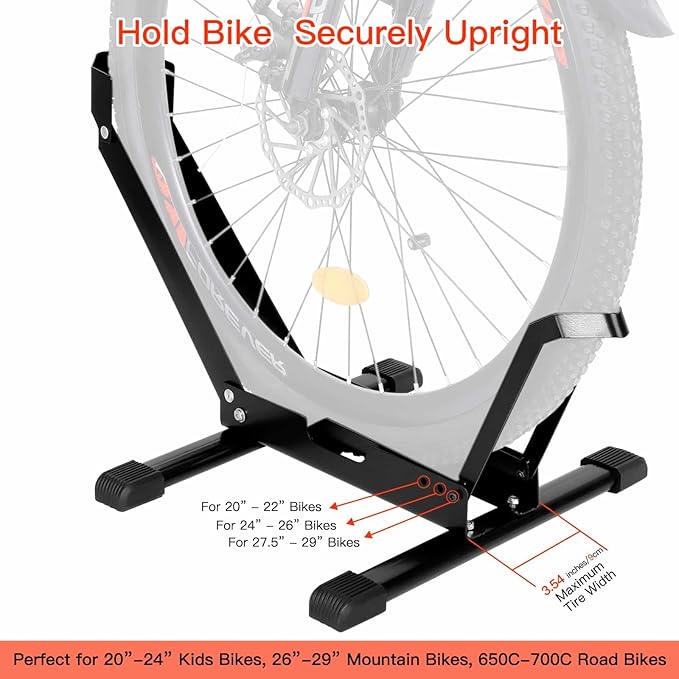 Cyfie Bike Floor Rack Stand for 20-29" Kids Mountain Road Bikes, Indoor Outdoor Storage