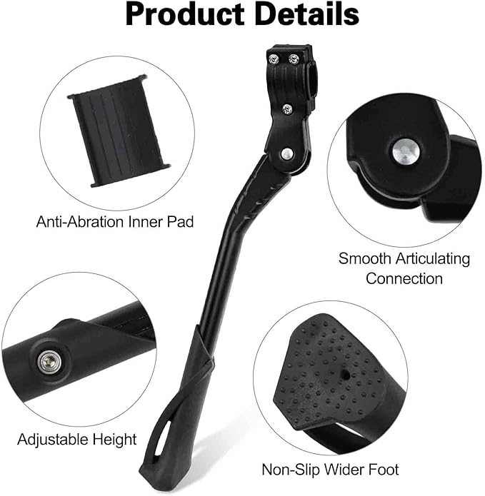 Cyfie ユニバーサル リアバイクキックスタンド 24 26 27 29インチホイール用 (ブラック、24~29インチバイクホイール用)