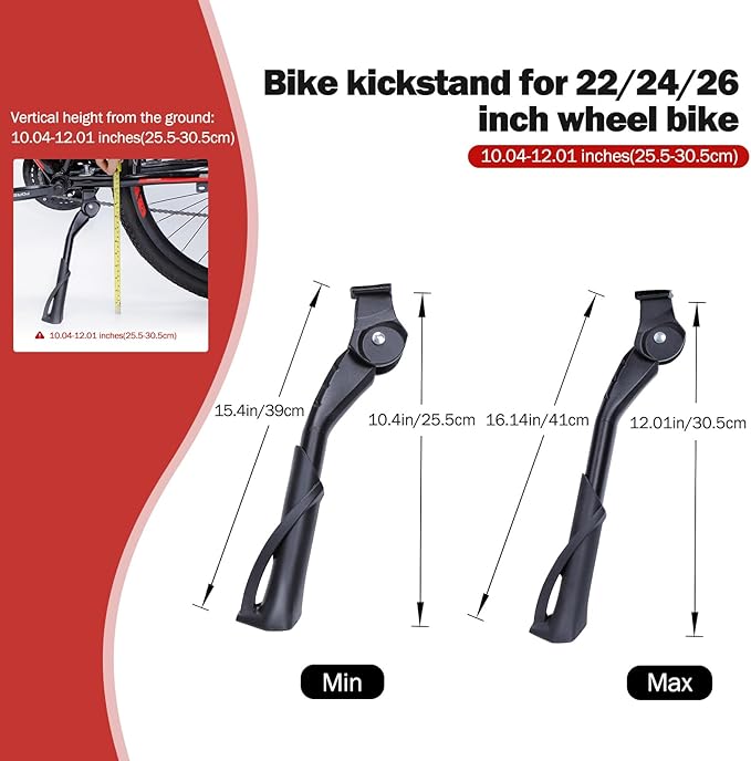 Cyfie Adjustable Bike Kickstand for 18-22"/22-26" Kids and Adult Mountain Road Bikes
