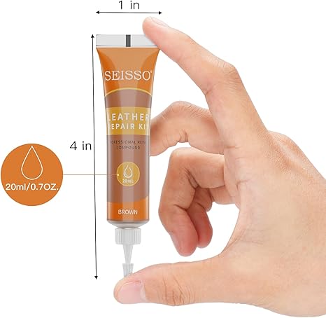 SEISSO レザーリペアキット – ソファ、車のシート、靴、バッグ用 12色 – 傷、破れ、穴を修復