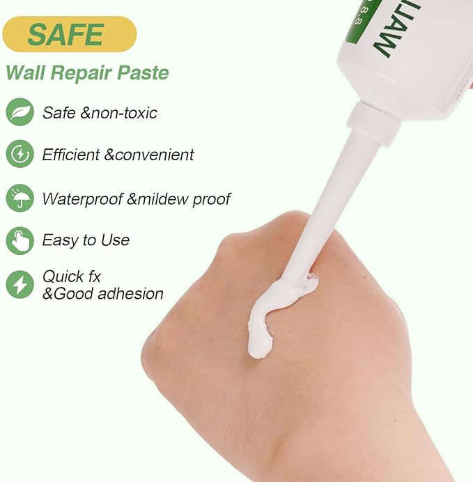 GRPOCHE 壁補修キット – 乾式壁の穴やひび割れに使えるスクレーパー付きパテ2個パック