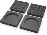 Four black anti vibration pads with display picture on a white background