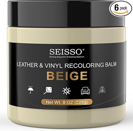 SEISSO Beige Leather Repair Kit – Vinyl Dye & Balm for Furniture, Car Seats, Shoes, Sofa