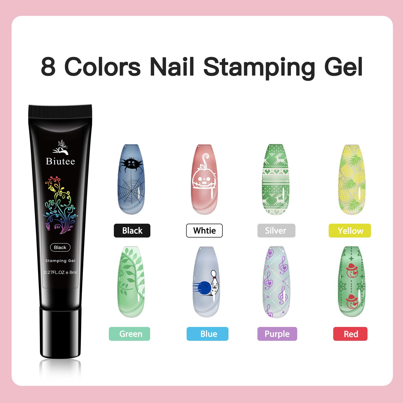 Biutee Nail Stamping Kit – 10PCS French Line Plates with Silicone Stamper for DIY Manicure & Salon Nail Art