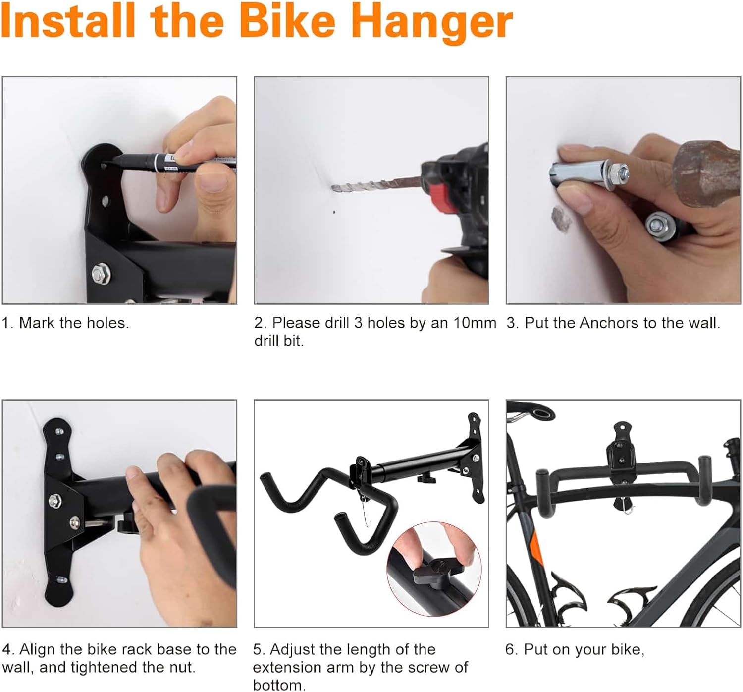 Cyfie Horizontal Wall Mount Bike Rack for Mountain Road Hybrid Bikes