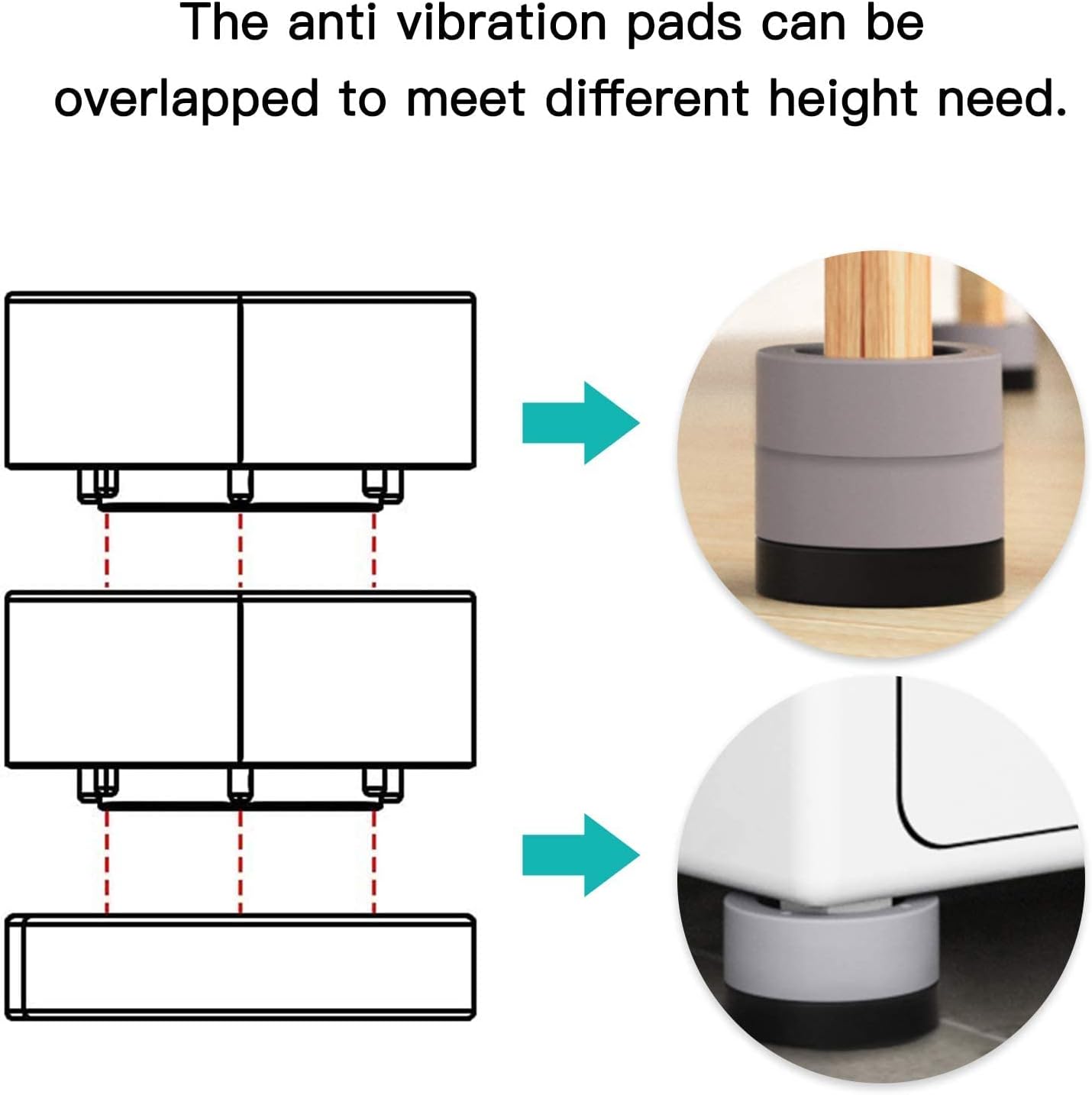 DEWEL Antivibrationspads für Waschmaschine und Trockner, Stoß- und Geräuschunterdrückung, Stabilisatormatte