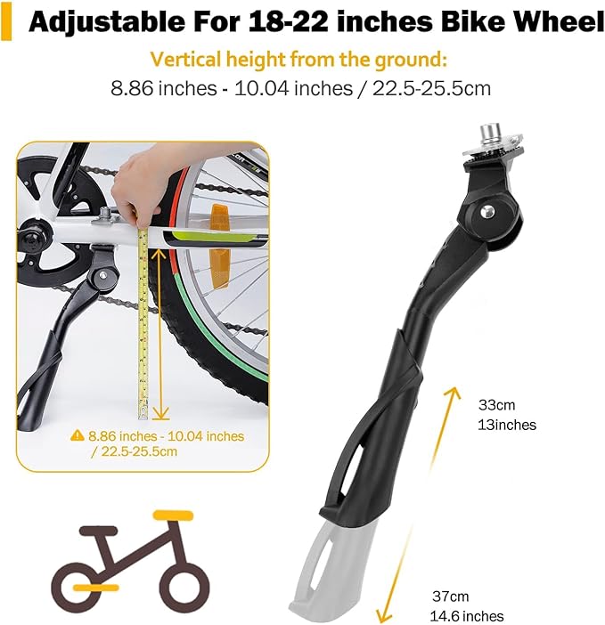 Cyfie Adjustable Bike Kickstand for 18-22"/22-26" Kids and Adult Mountain Road Bikes