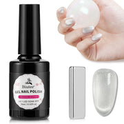 SEISSO Cat Eye Gel Nail Polish – 15ml Wine Red Magnetic UV Gel with Magnet Stick, Shimmer Soak Off Nail Kit