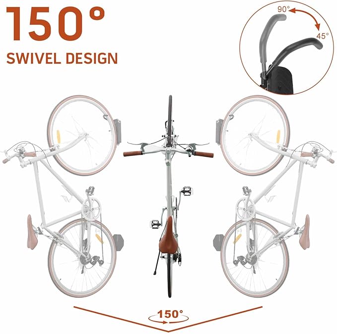 Cyfie Swivel Wall Mount Bike Rack for Road and Mountain Bikes