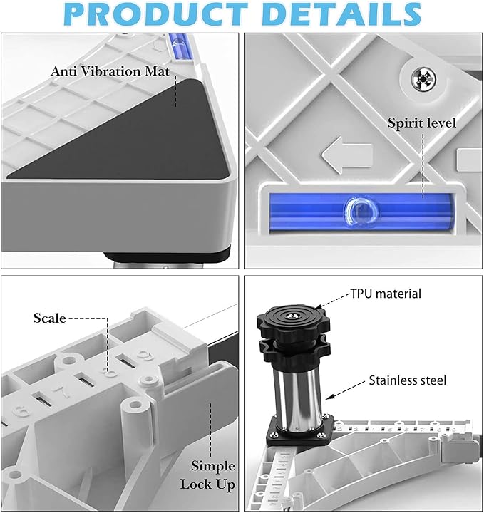 DEWEL Verstellbarer Kühlschrank- und Waschmaschinenständer, 7"-8,6" Höhe, 770LB Kapazität