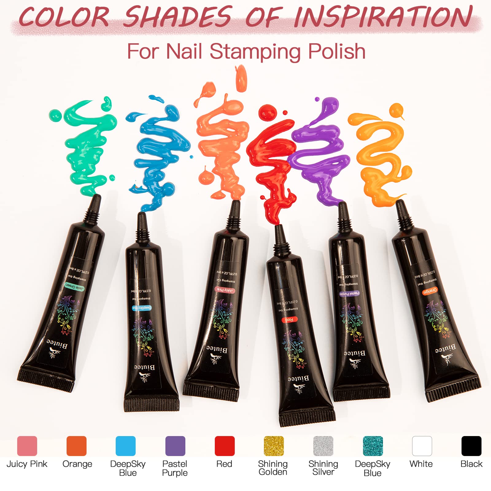 SEISSO 8 Colors Nail Stamping Polish Kit, Stamper & Templates, Peel Off Latex, Base & Top Coat, DIY Manicure Gift Set