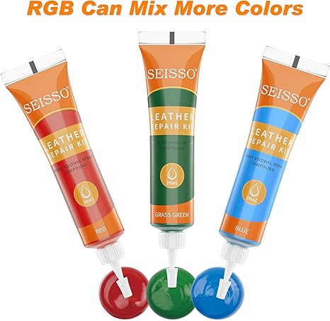 SEISSO 24色レザー&ビニール補修キット(ソファ、車のシート、靴、ジャケットなどに対応)