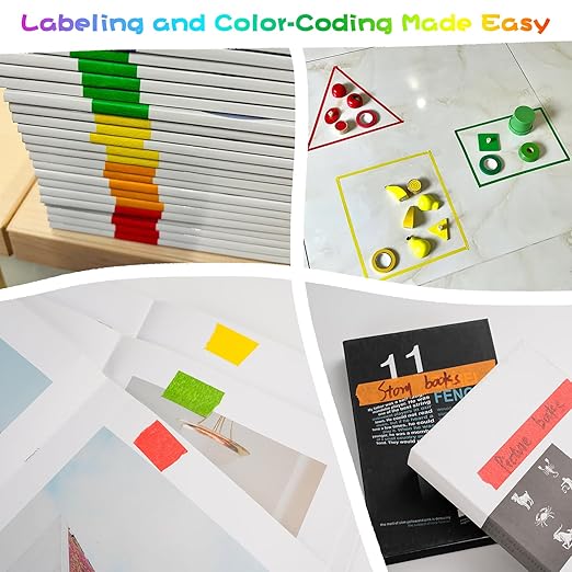 DEWEL Colored Masking Tape 6-Pack 1" x 22yd Painter’s Tape for Crafts&Painting