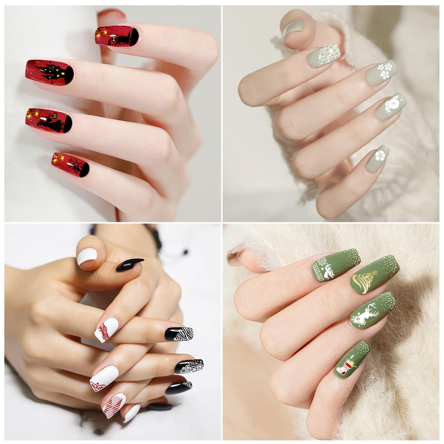 Biutee Nail Stamping Kit – 15PCS Plates, 8PCS Gel Polishes, Stamper & Scraper with Bag, Flower & Holiday Nail Art Designs