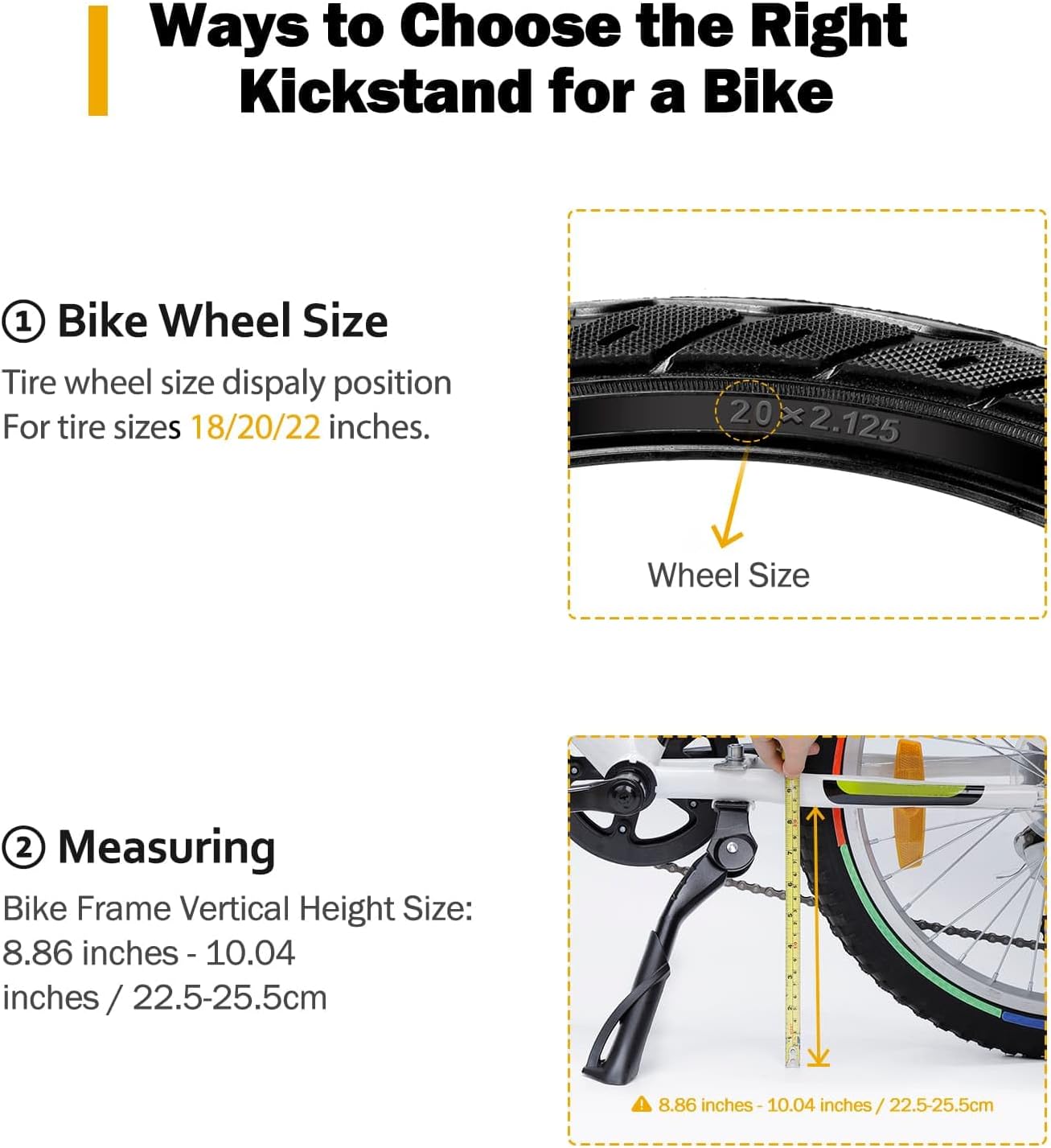 Cyfie Adjustable Bike Kickstand for 18-22"/22-26" Kids and Adult Mountain Road Bikes