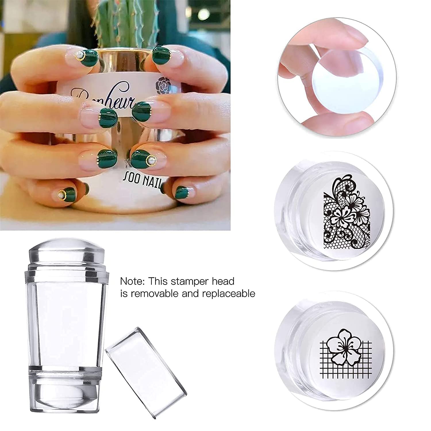 SEISSO 8 Colors Nail Stamping Polish Kit, Stamper & Templates, Peel Off Latex, Base & Top Coat, DIY Manicure Gift Set