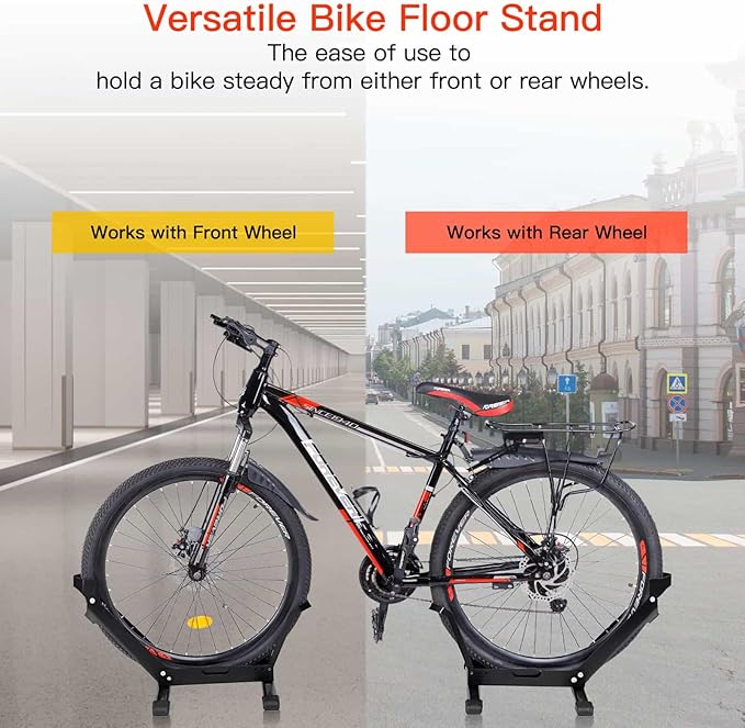 Cyfie Bike Floor Rack Stand for 20-29" Kids Mountain Road Bikes, Indoor Outdoor Storage