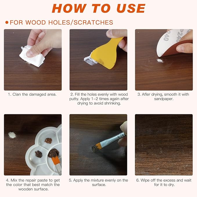 SEISSO 목재 및 가죽용 가구 수리 키트, 스크래치 제거제 업그레이드