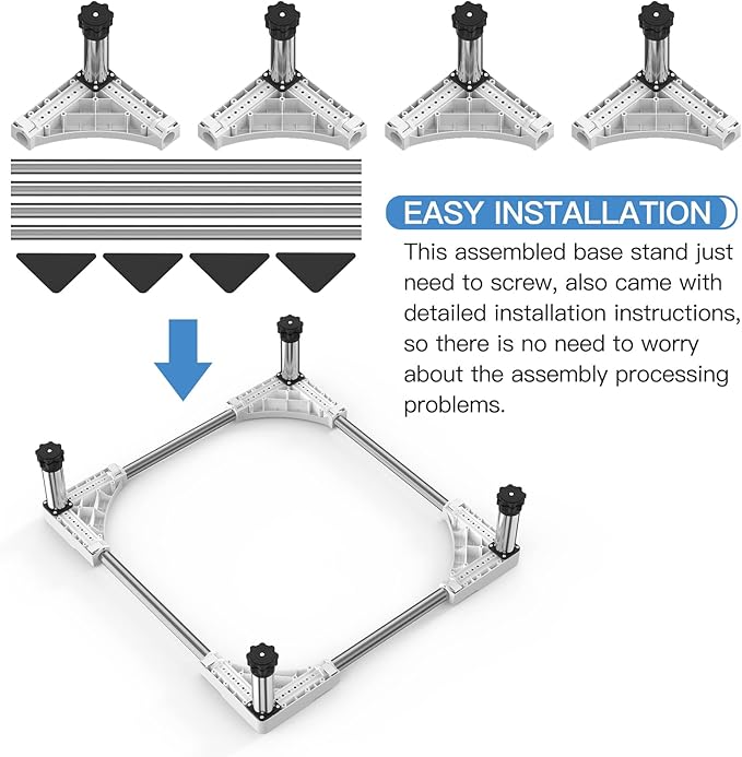 DEWEL Verstellbarer Mini-Kühlschrank- und Waschmaschinenständer, 7"-8,2"/7"-8,6" Höhe, 770LB/1100LB Kapazität