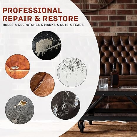 SEISSO レザーリペアキット – 車のシート、家具、ジャケット用ペースト – 破れや焦げ穴を修復