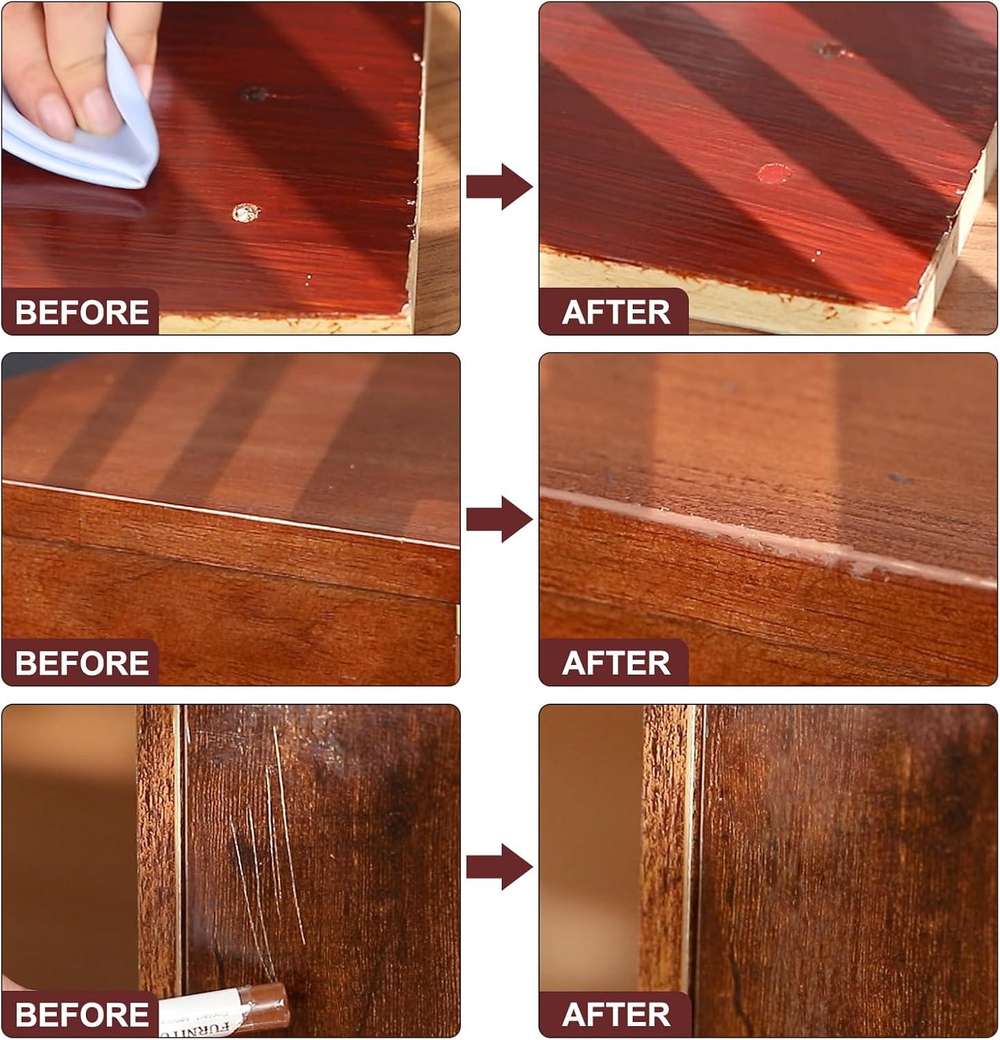 SEISSO 家具補修クレヨン – 6本入り ホワイトウッドフィラースティック