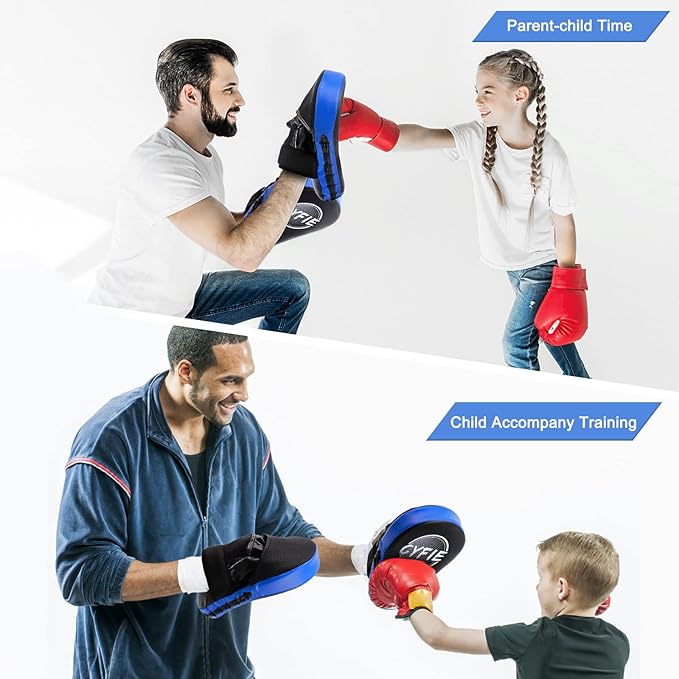 CYFIE 2-in-1 Boxing Pads & Mitts Set for Kids & Youth – Karate, Muay Thai, Taekwondo Training