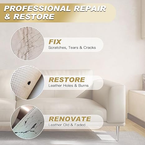SEISSO Beige Leather Repair Kit with Mink Oil – Recoloring Balm for Furniture, Couch, Car Seat, Shoes