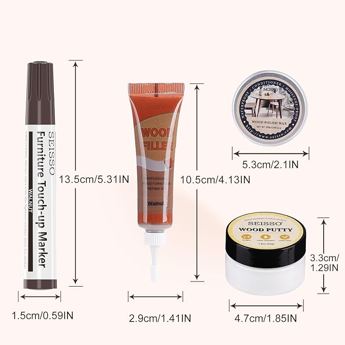 SEISSOP 木材補修キット – 家具修理用フィラー&マーカー 12個