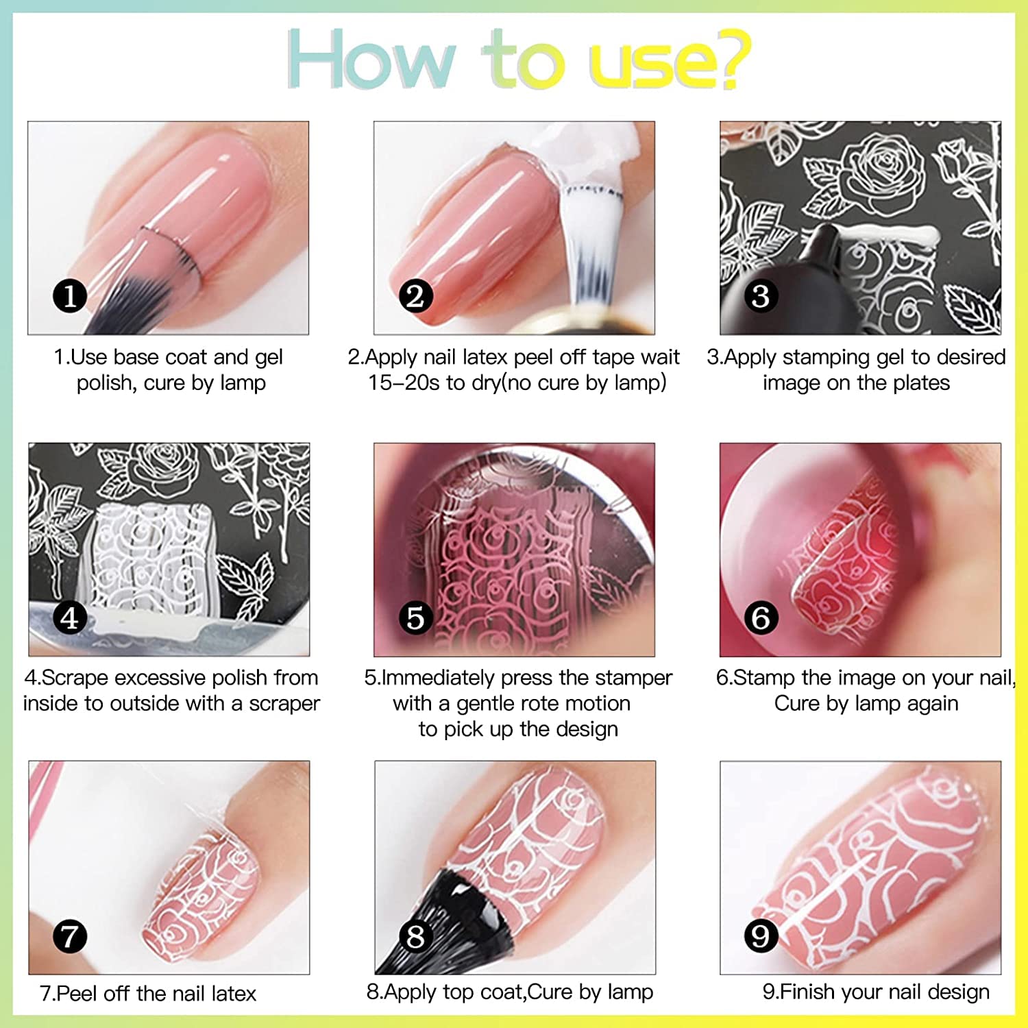 Biutee Nail Stamping Kit – 10PCS French Line Plates with Silicone Stamper for DIY Manicure & Salon Nail Art