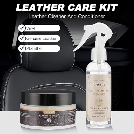 SEISSO Leather Cleaner & Conditioner Kit – For Couch, Car Seats, Shoes, Bags & More