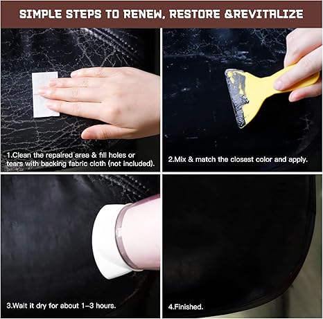 SEISSO ビニール&レザー補修キット(家具、車のシート、ソファ、ジャケット、財布用)