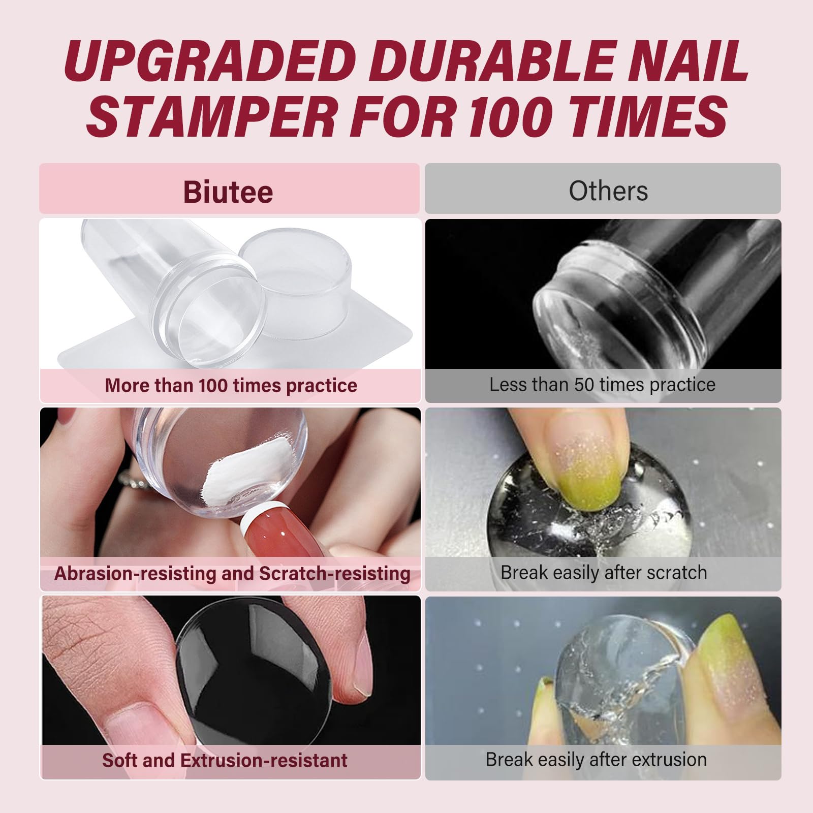 Biutee French Tip Nail Stamping Kit – 2PCS Lace Plates with Stamper & Scraper, DIY Nail Art Templates for Manicure