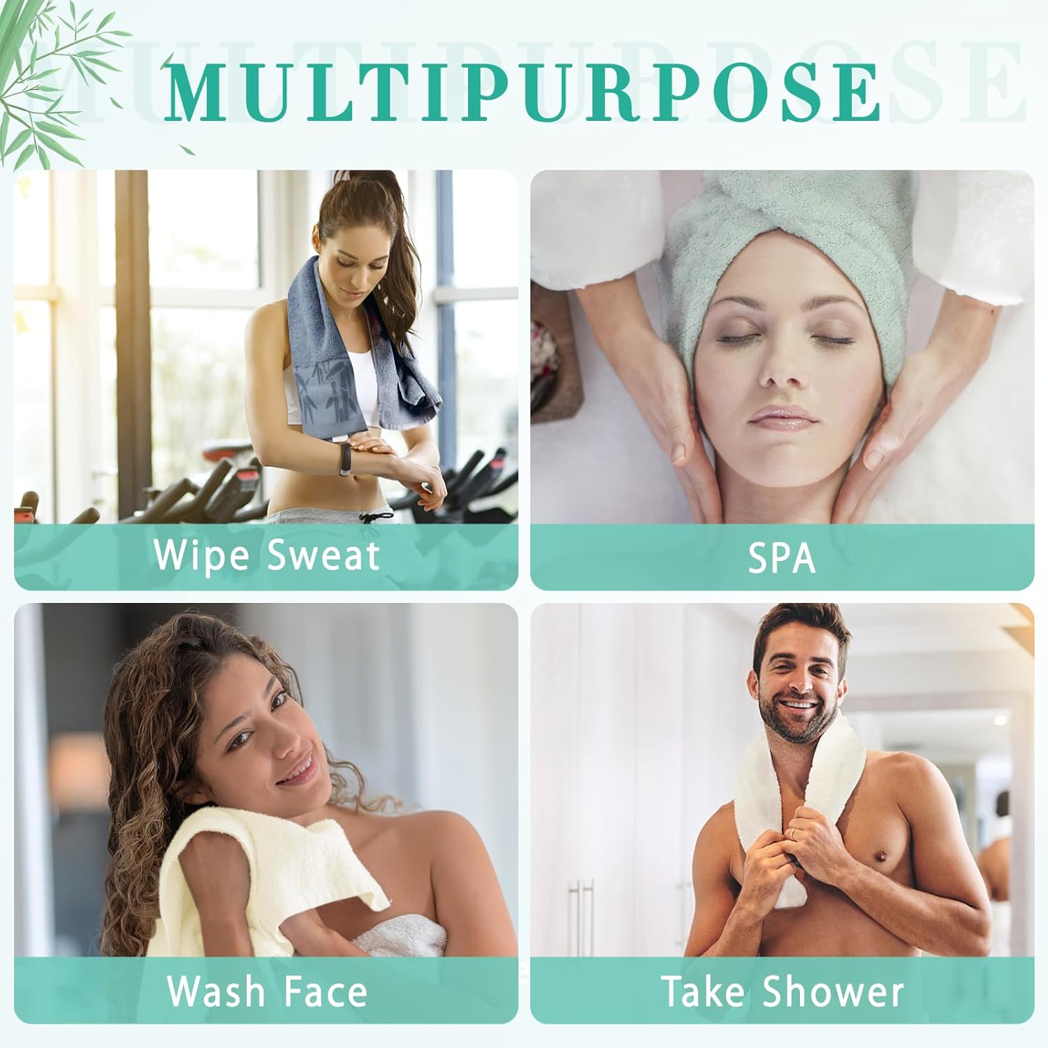 SEISSO 竹製ハンドタオル 6枚パック ソフト 吸水性 速乾性 バスルームタオル 13x29 ブルー