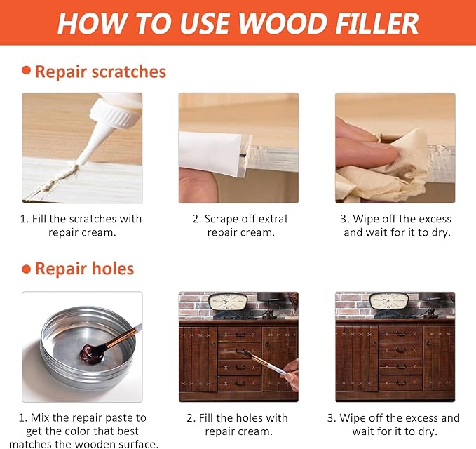 GRPOCHE 36 PCS Wood Repair Kit Floor & Furniture Touch Up Set with Filler Markers Wax