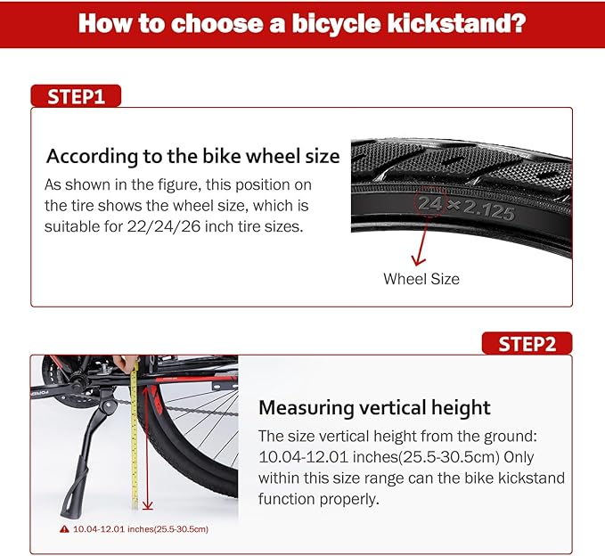 Cyfie Adjustable Bike Kickstand for 18-22"/22-26" Kids and Adult Mountain Road Bikes